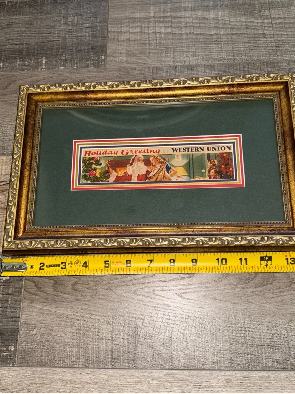1940s western union Holiday Greeting telegram Print - Green Mat with gold frame